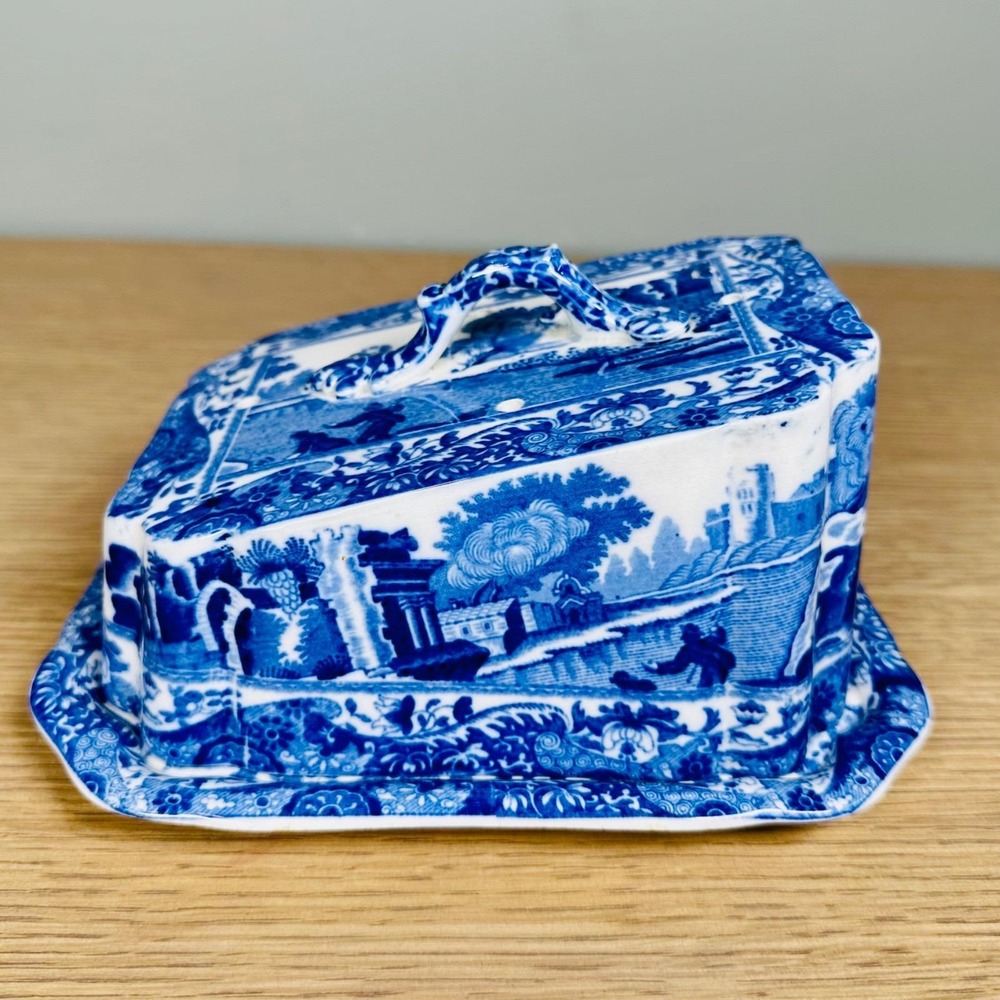 Vintage c1930 Copeland Spode Blue Italian Hygienic Cheese Dish Keeper England - Picture 2 of 16